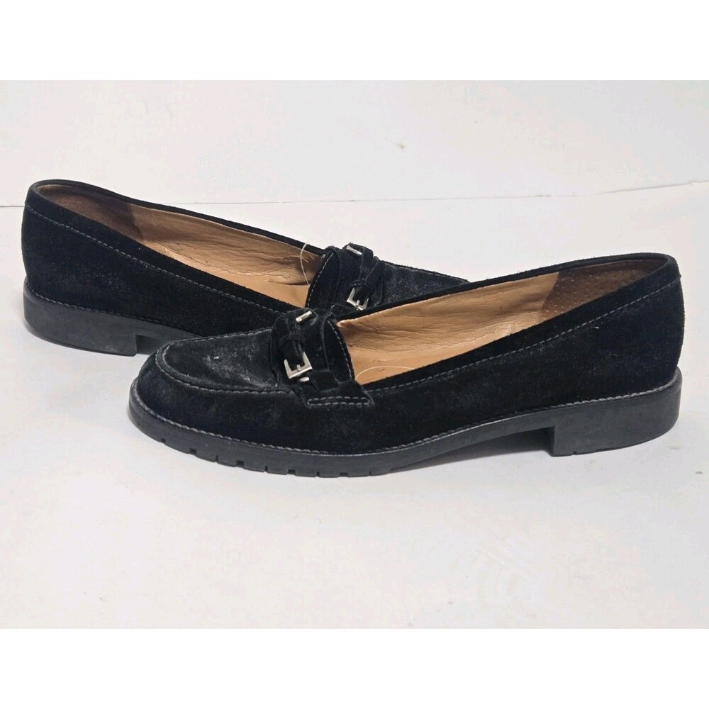Talbots Loafers Womens 7.5 B‎ Black Suede Driving Flats Office Career Dress